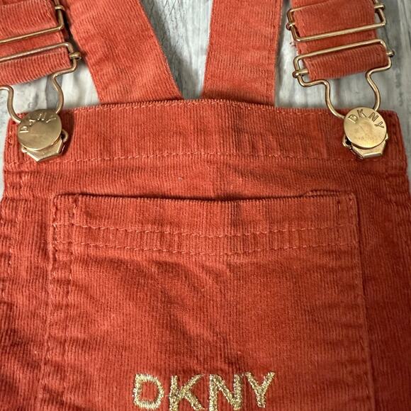 DKNY Burnt Orange Corduroy Overalls Jumper Skirt Sleeveless Summer Girls Size 5 - Picture 5 of 9